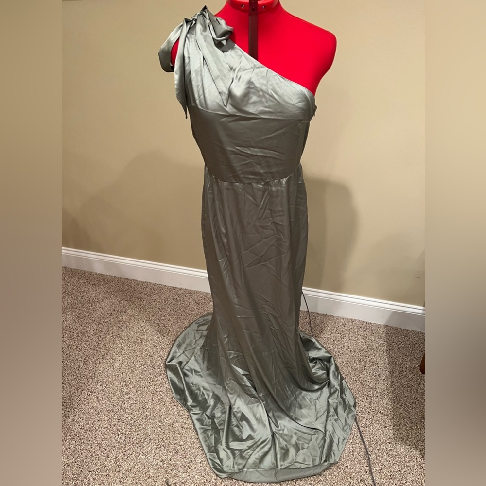 AREA Formal Satin One Shoulder Dress